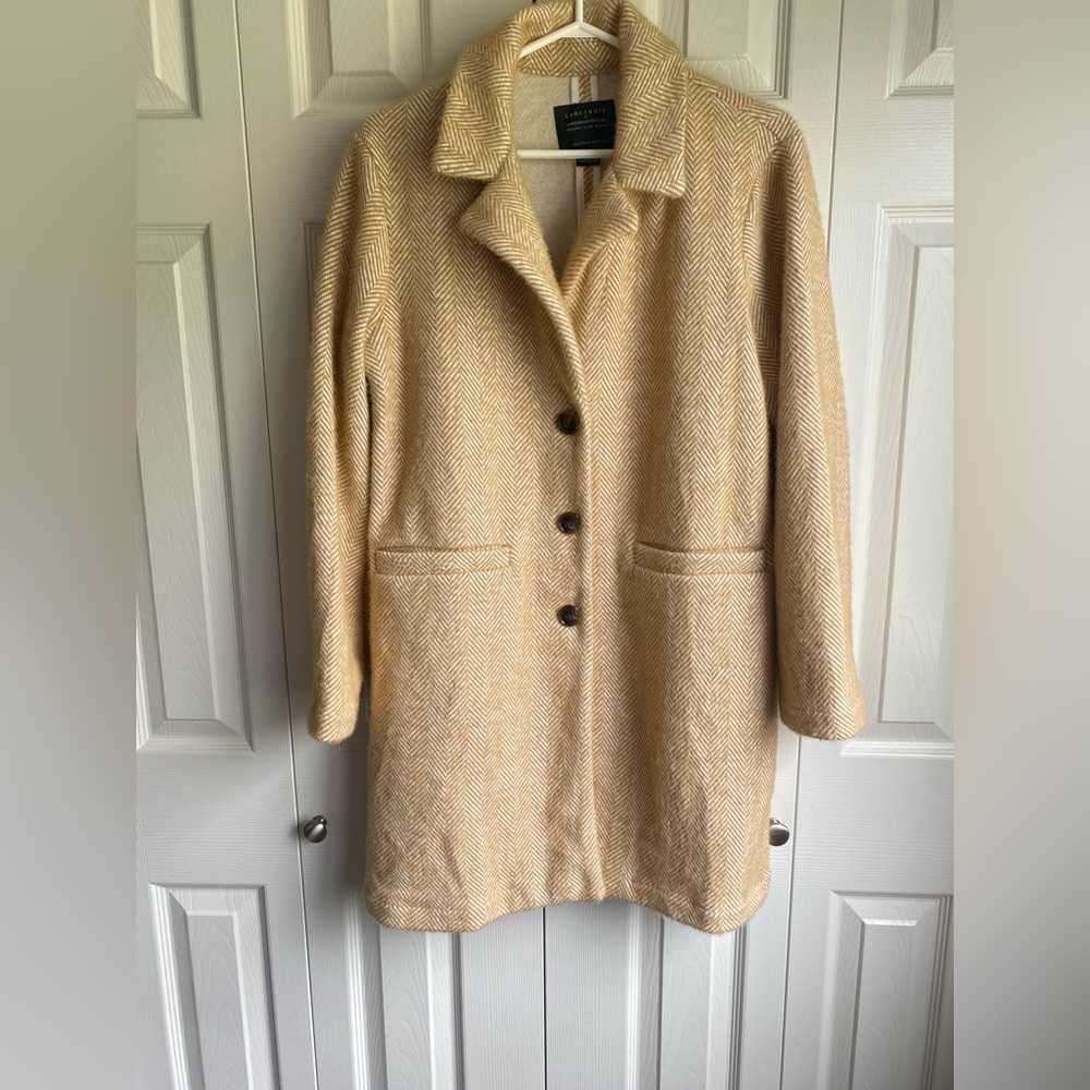 New Anthropologie Sanctuary Hometown Fuzzy Knit Coat Light Sand - Picture 8 of 12